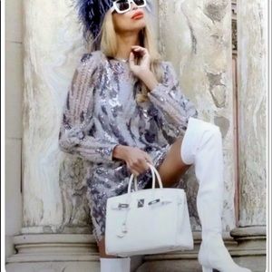 ZARA Limited Edition RARE Tulle Sequin Short DRESS White Silver BLOGGER SOLD OUT